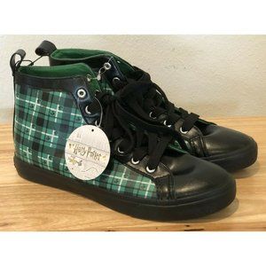 NEW RARE HOT TOPIC HARRY POTTER SLYTHERIN PLAID HI-TOP SNEAKERS MENS SIZE 9